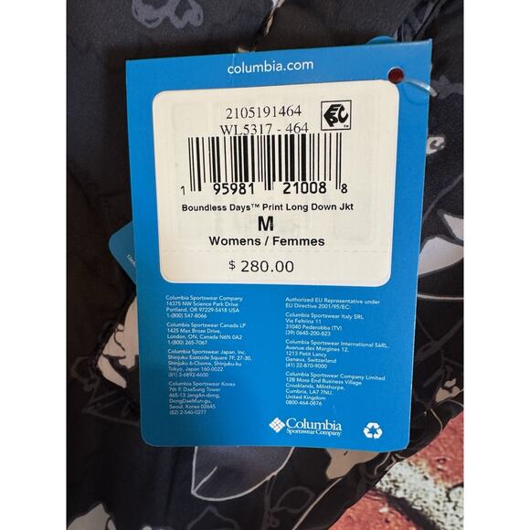 COLUMBIA Boundless Days Print Long DOWN Jacket Women's Medium Retail $280 NEW - Picture 9 of 10